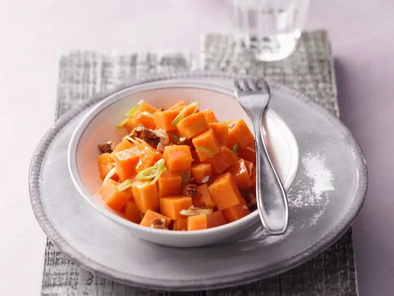 Süßkartoffelsalat mit Ahornvinaigrette