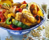 Poularde mit Paprikagemüse
