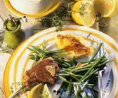 Lammchops mit Gratin und Bohnen