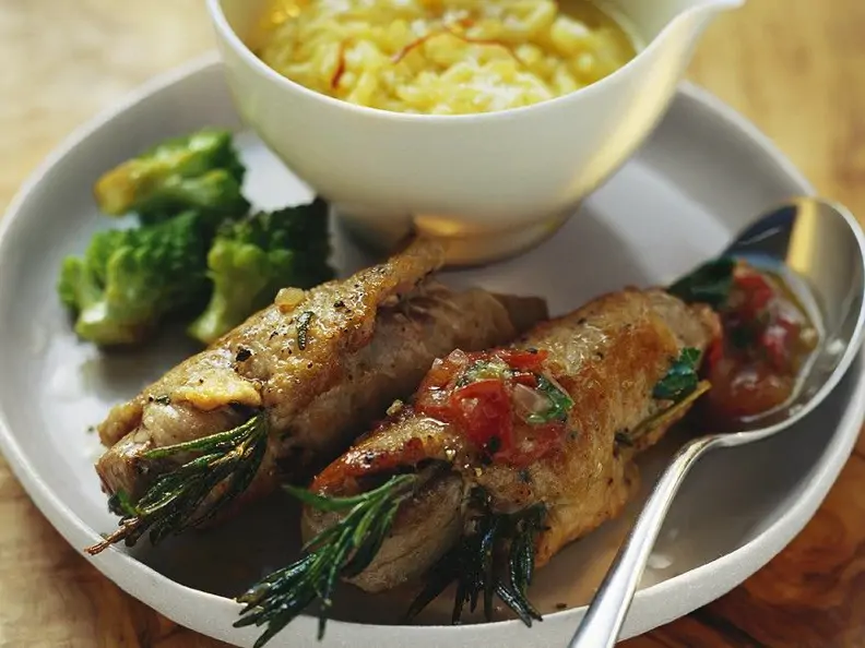 Kalbsröllchen mit Safranrisotto