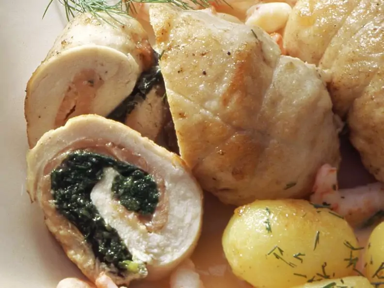 Hähnchenroulade mit Spinat