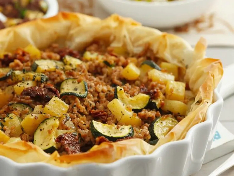 Hackfleischquiche mit Gemüse