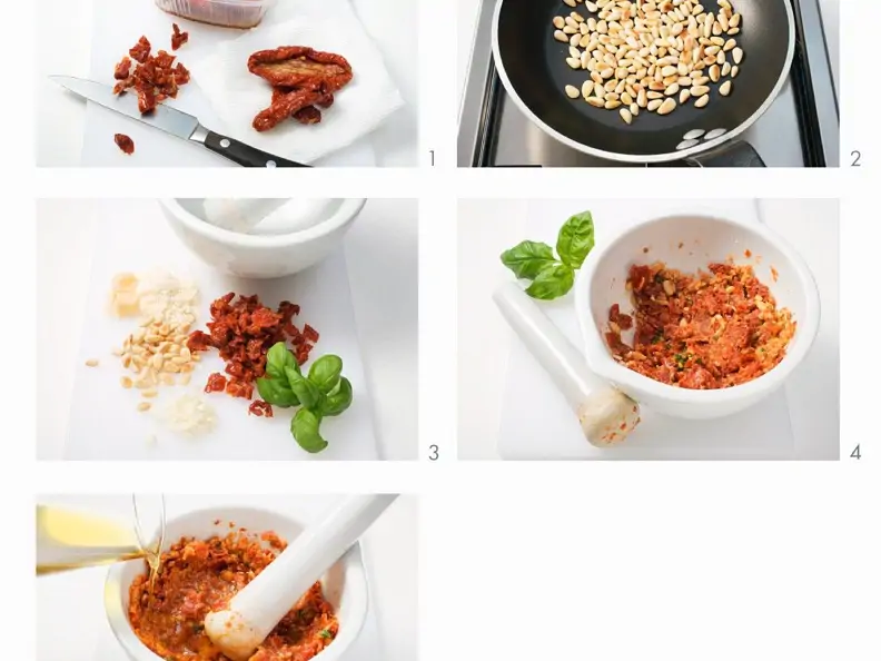 Pesto aus getrockneten Tomaten zubereiten