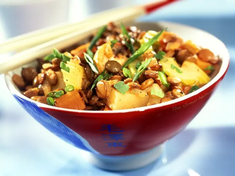 Asiatische Gemüse-Linsenpfanne (vegan)