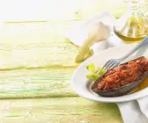 Vegane, gefüllte Auberginen