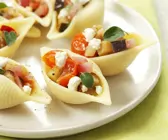 Gefüllte Nudeln mit Auberginen und Feta