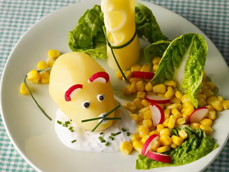Maus aus Kartoffeln mit Quark