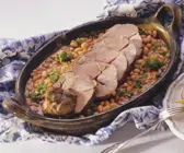 Keule vom Lamm mit Bohnen