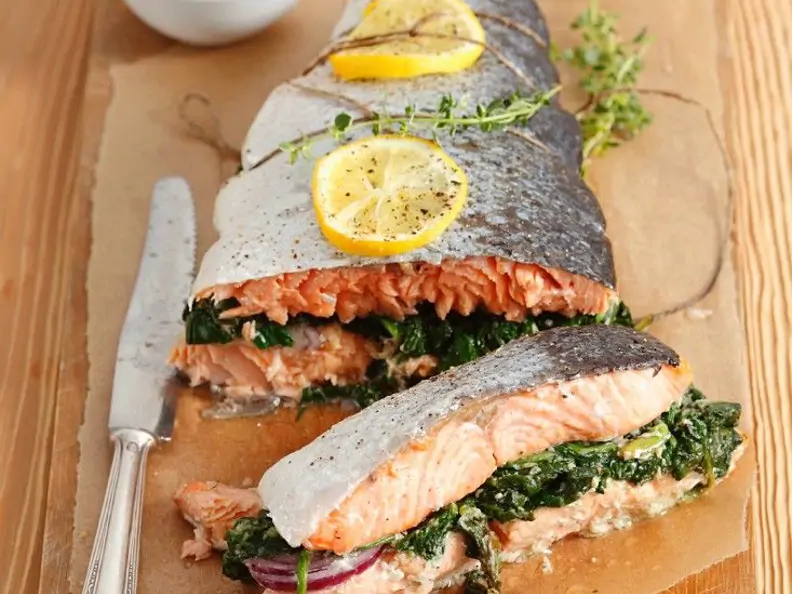 Lachs gefüllt mit Spinat