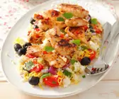 Reis-Gemüsesalat mit Hähnchen