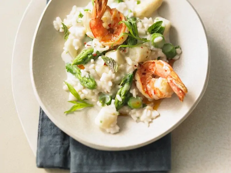 Risotto mit Shrimps und Spargel