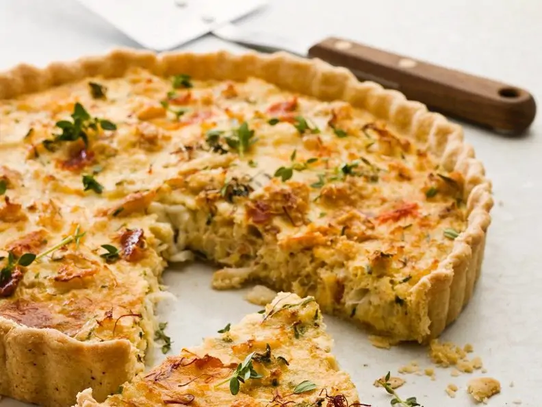 Lauchquiche mit Krebsfleisch