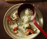 Gemüse-Meerrettichcremesuppe mit Fisch