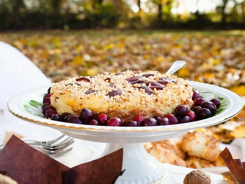 Quark-Nusstorte mit Cranberries