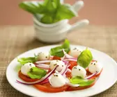 Tomate-Mozzarella mit roter Zwiebel
