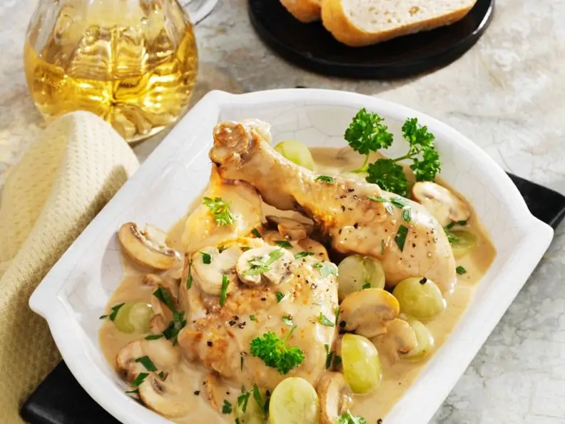 Hähnchen in Trauben-Weinsauce