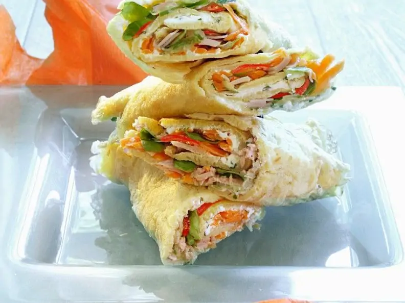 Gemüse-Putenwraps mit Fisch