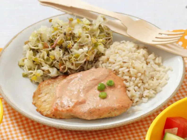 Hähnchenschnitzel mit Reis