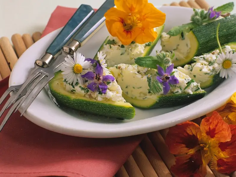Zucchini gefüllt mit Ziegenfrischkäse