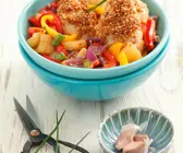 Sesam-Hähnchen mit Paprikagemüse