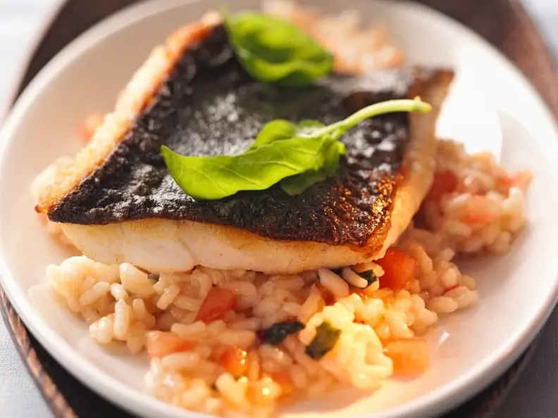 Gemüserisotto mit Fisch