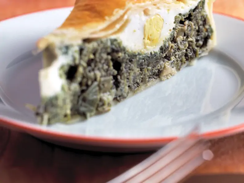 Ligurische Ostertorte mit Blattspinat