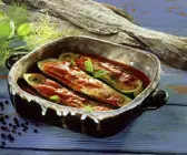 Gefüllte, gebackene Zucchini