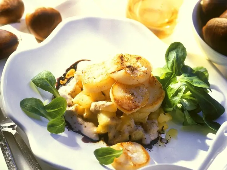 Röstkartoffeln mit Jakobsmuscheln