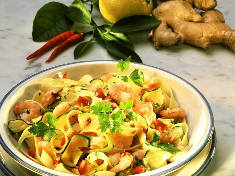Bandnudeln mit Shrimps