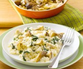 Pilzrisotto mit Blattspinat und Prosecco
