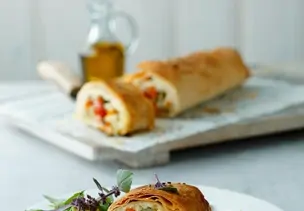 Gemüsestrudel mit Nusscreme