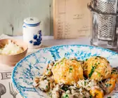 Putengeschnetzeltes mit Kürbisklößen