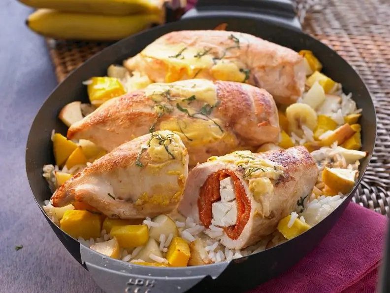 Hähnchenbrust mit Paprika-Feta-Füllung