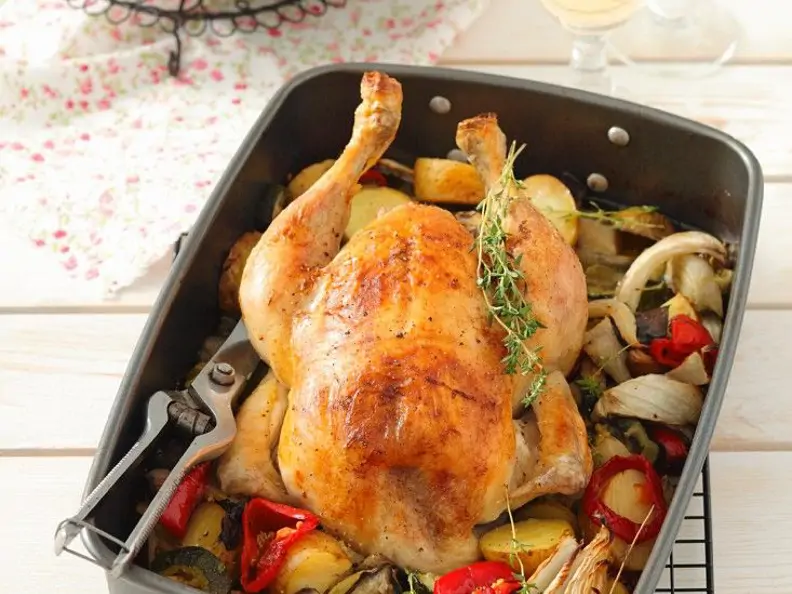 Hähnchen mit Gemüse aus dem Ofen