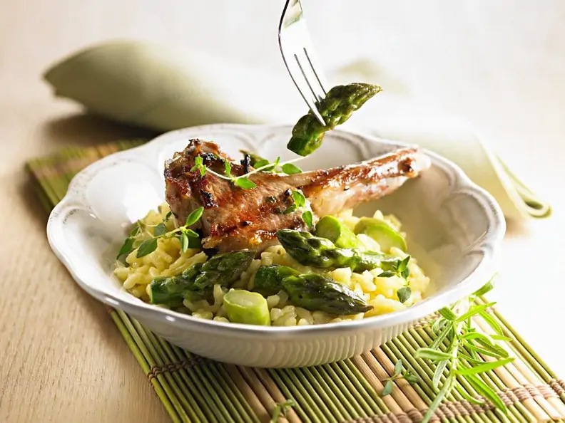 Risotto mit Spargel und Lamm