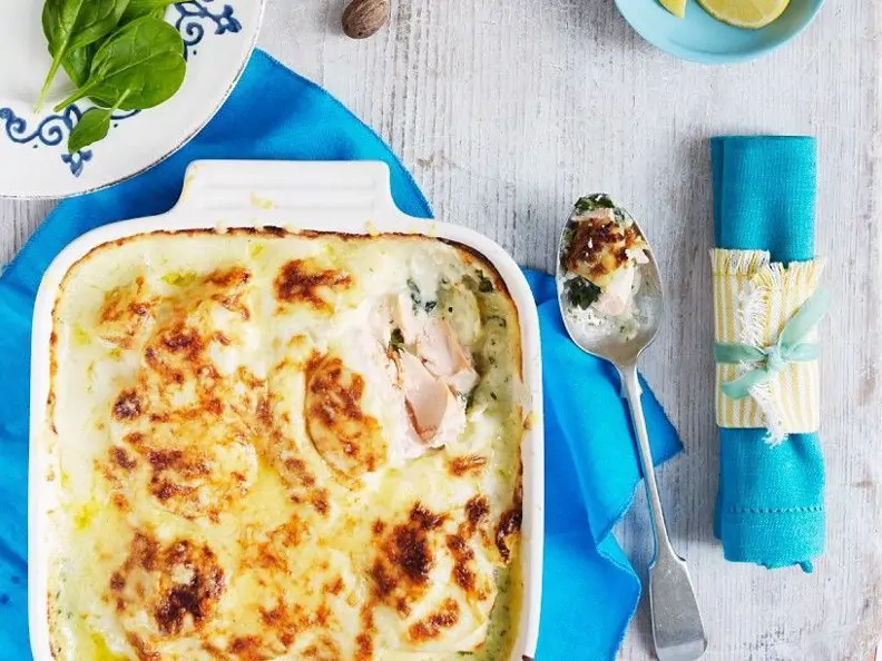 Spinatauflauf mit Lachs