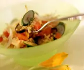 Hirserisotto mit Auberginen und Zucchini