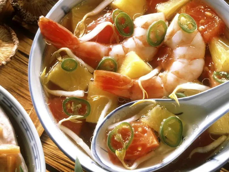 Schnelle Shrimpssuppe