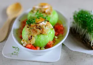 Gefüllter Kohlrabi mit Amaranth und Ziegenkäse