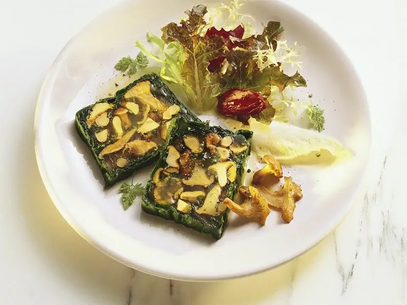 Pilz-Spinatterrine