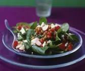 Linsensalat mit Spinat