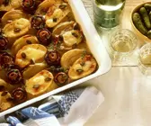 Kartoffel-Champignon-Gratin mit Zwiebeln