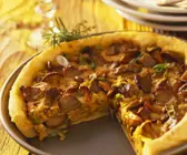 Kartoffel-Pfifferlingskuchen und Wildfleisch