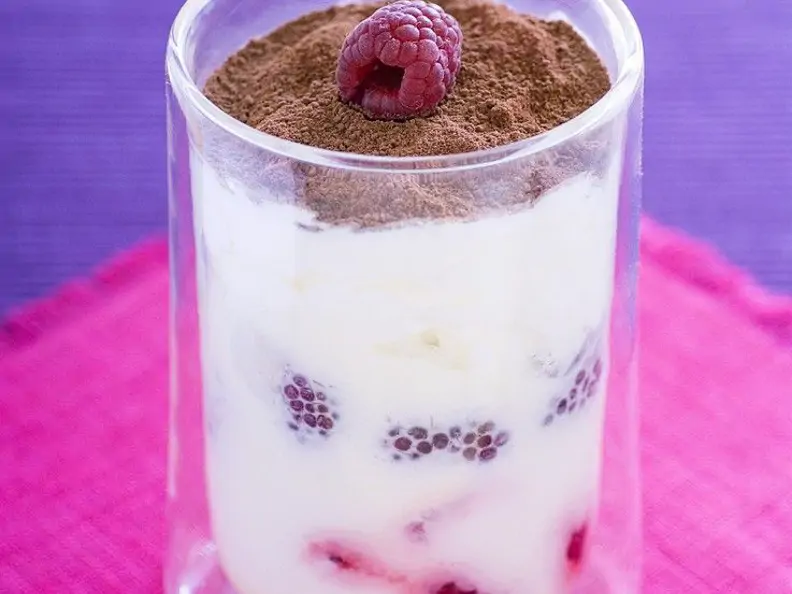 Joghurtcreme mit Himbeeren
