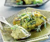 Gebackene Ricottanocken mit Auberginenpüree