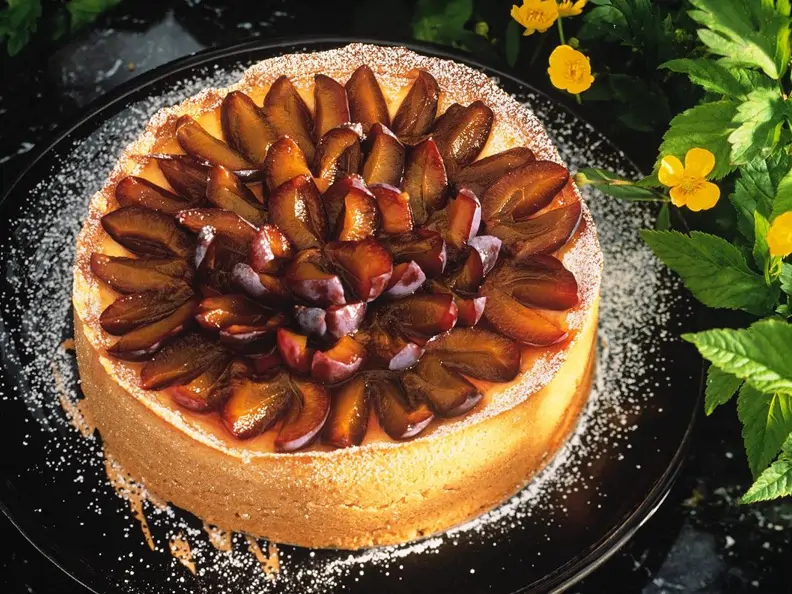 Käsekuchen mit Zwetschgen