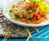 Thunfisch vom Grill mit Paprika