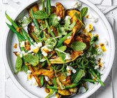 Marinierte Auberginen mit grünen Bohnen und Feta