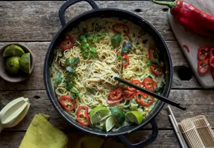 Currynudeln mit Paprika