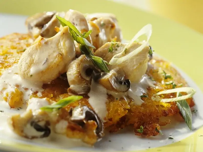 Rösti mit Hähnchengeschnetzeltem